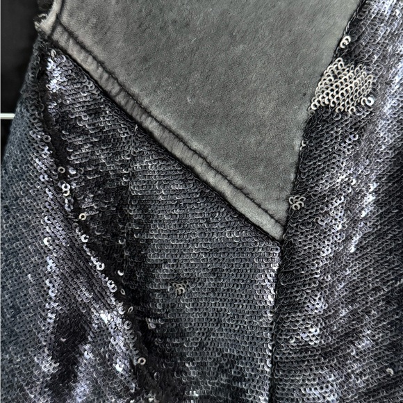IRO Cuzia Black Sequin Moto Jacket with Leather Trim – Size 2 (US Small) - Picture 4 of 7
